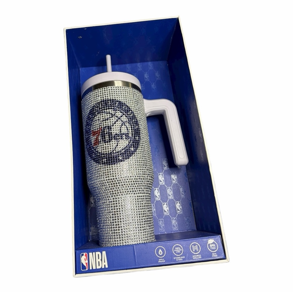 NBA X Hydrapeak Philadelphia 76ers Silver Bling Rhinestone 40 oz. Tumbler